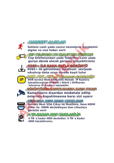 3'lü 5mp Renkli Gece Görüşlü Yapay Zeka Destekli Pvc Kasa Kamera Seti