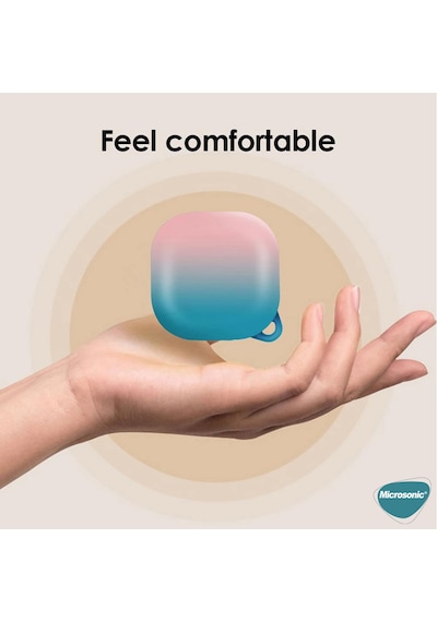 Microsonic Samsung Uyumlu Galaxy Buds Live Kılıf Degrade Rubber Pembe Mavi