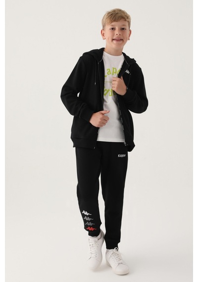 Kappa Siyah Fermuar Baskılı Erkek Çocuk Sweatshirt