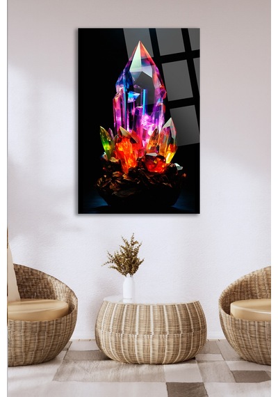 Neon Kristal Gökkuşağı Quartz Enerji Taşı Cam Tablo Modern Duvar Dekoru Canlı Renkli Baskı Ofis Ve Çalışma Odası Yeni Ev Hediyesi