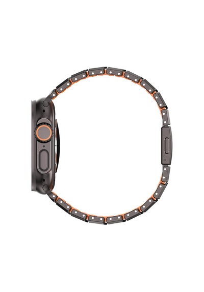 Watch 42mm Uyumlu Mohseven İwatch Titancore No.1 Metal Kordon Siyah - Turuncu