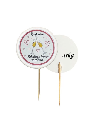 20 Adet Kişiye Özel Baskılı Bekarlığa Veda Pasta Kürdanı 6,5 Cm Bride To Be -4