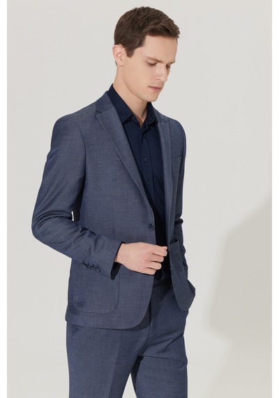 Altınyıldız Classıcs Erkek Lacı Slim Fit Dar Kesim Mono Yaka Armürlü Takım Elbise