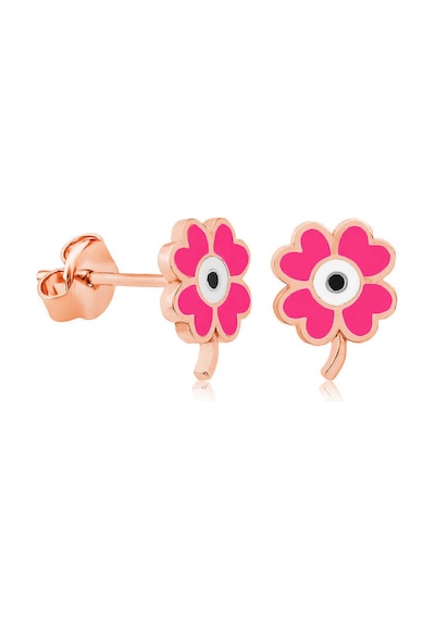 Gumush ​Gümüş Fosforlu Pembe Yonca Küpe