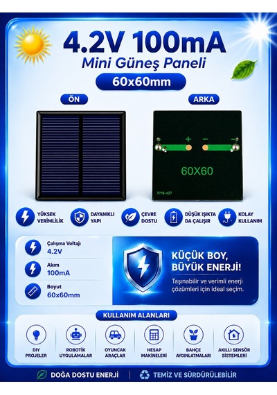 Mini Güneş Paneli Seti 5 Li Solar Panel Paketi 1.5v / 4.2v / 12v