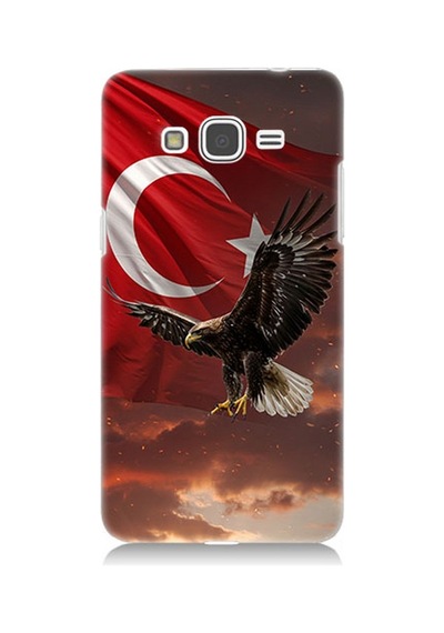 Samsung Galaxy Grand Prime Uyumlu Bayrak Kızıllıkta Kartalın Kanatları Desenli Silikon Kılıf Çok Renkli