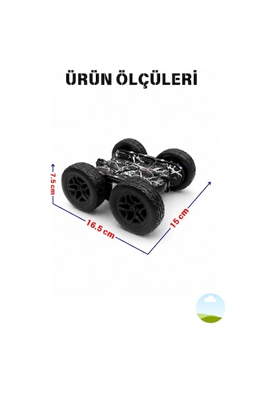 Oyuncak Led Işıklı 360 Akrobat Uzaktan Kumandalı Araba Şarjlı 4x4 Off Road Dublör Oyuncak Araba Siyah