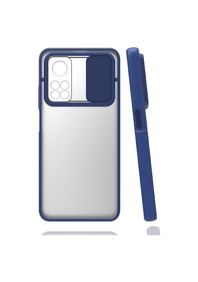 Kilifone - Xiaomi Uyumlu Mi 10t 5g - Kılıf Slayt Sürgülü Arkası Buzlu Lensi Kapak - Lacivert