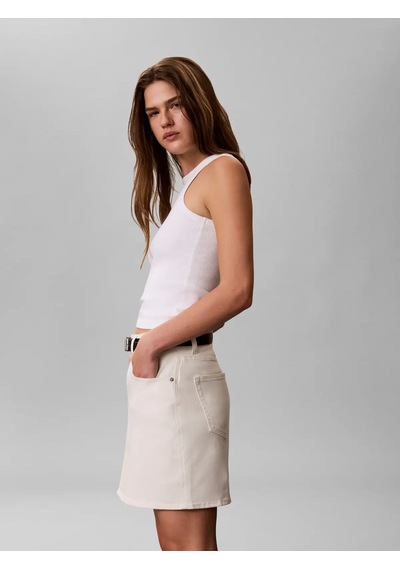 Calvin Klein Sıgnature 90s Mını S, Yas Krem Kadın Kot Etek