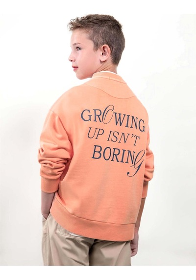 The Boston Kids Erkek Çocuk Baskılı Sweatshirt Somon 6421