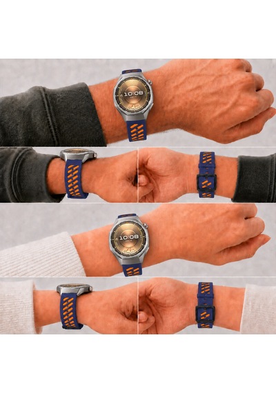 Huawei Watch Gt 6 Pro 46 Mm Uyumlu Çift Renkli Delikli Silikon Spor Kordon