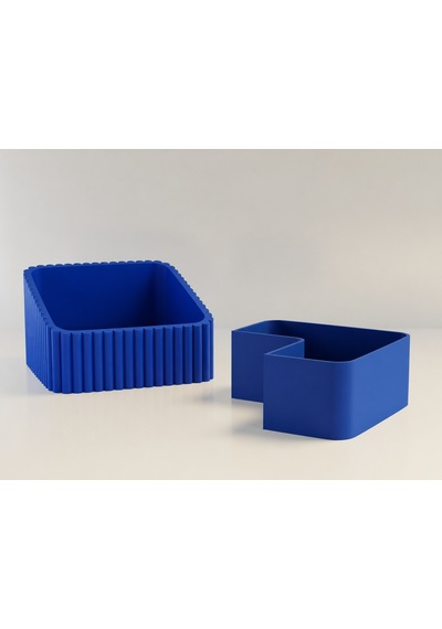 3d Baskı Fıstık Kasesi - Çift Hazneli Kabuk Ayırıcı Sunum Kasesi - Mavi Mavi