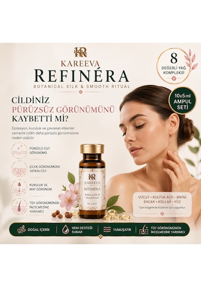 Kareeva Refinéra Silk Touch 8 Doğal Yağlı Tüy İnceltmeye Yardımcı Onarıcı Bakım Serumu 10 x 5 ML