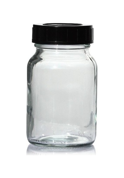 Şeffaf Cam Geniş Boyunlu Numune Şişesi 250 Ml