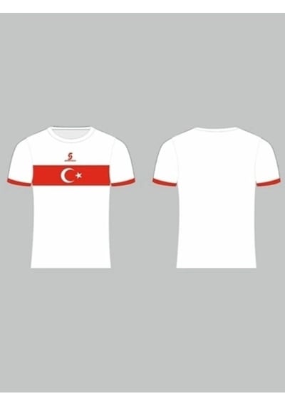 Sportech K0140 Türkiye Milli Takım Forması Tek Üst (Tek Kelime İsim Ve Numara Yazılır) Beyaz