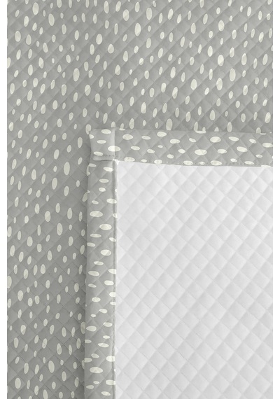 Gri Geometrik Genç Odası Tek Kişilik Pike Takımı - Beyaz Minimal 160x220 Cm Kapitone Yatak Örtüsü Mumlu Sazlık Ufku
