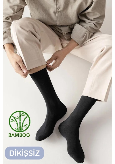 Kral Socks Erkek Yazlık Bambu Soket Uzun 8 Çift Karma Renkli Çorap Siyah