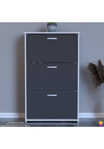 Modilayn West Antre 72x116x26 Cm Lik 3 Düşer Kapak 6 Göz Bölmeli Ayakkabılık Antrasit - Beyaz Modilayn West Antre 72x116x26 Cm Lik 3 Düşer Kapak 6 Göz Bölmeli Ayakkabılık Antrasit - Beyaz