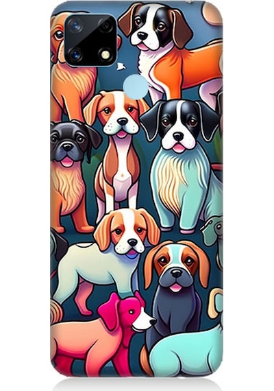 Realme C17 Uyumlu Silikon Kılıf Sevimli Pastel Köpekler