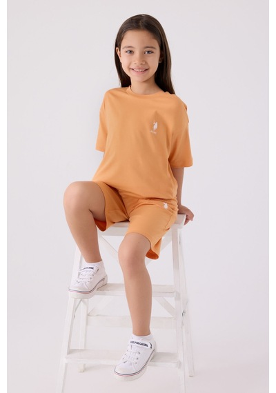 U.S. Polo Assn. U.s. Polo Assn Kız Çocuk Turuncu Bermuda Takım Us1848-c-v47 Turuncu