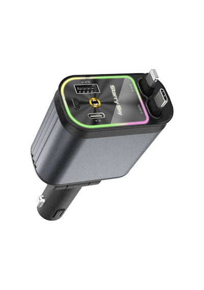 4 Ü 1 Arada Çift Usb Bağlantı Çakmaklık, Type-c Hızlı Şarjlı 66w,geri Çekilebilir Araç Telefon Şarj