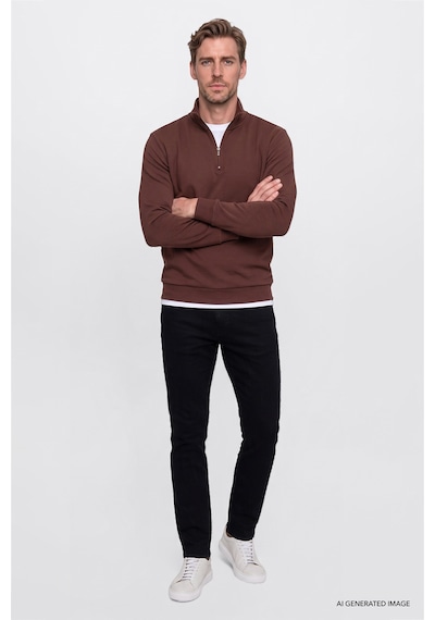 Ac&Co / Altınyıldız Classics Erkek Sıyah Pamuklu Tapered Fit 5 Cepli Esnek Jean Kot Denim Pantolon Siyah