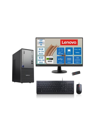 Lenovo ThinkCentre Neo 50T Gen 6 2713BD007WTR23F06 Ultra 7 265 24 GB 256 GB SSD RTX3050 27" Free Dos Masaüstü Bilgisayar + USB Bellek