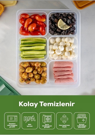 6 Bölmeli Kahvaltılık-buzdolabı Düzenleyici Seti 7 Parça 3,5 Lt + 6x350 Ml Şeffaf Bpa Free Kapaklı Saklama Kabı Organizer Çok Renkli