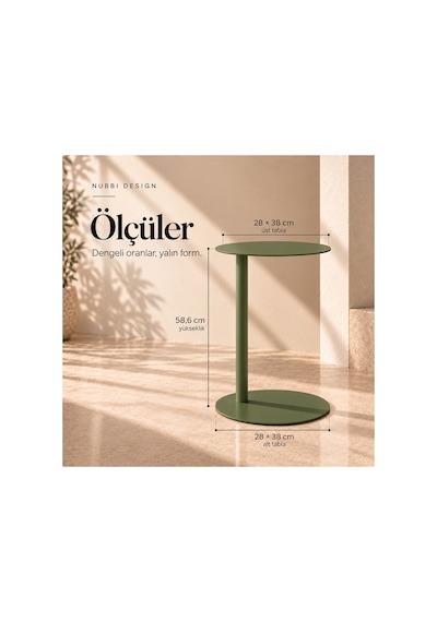 Slate Metal C Sehpa Modern Tasarım Elips Tablalı Minimalist Koltuk Yanı Sehpa Yeşil - 935314037 Yeşil