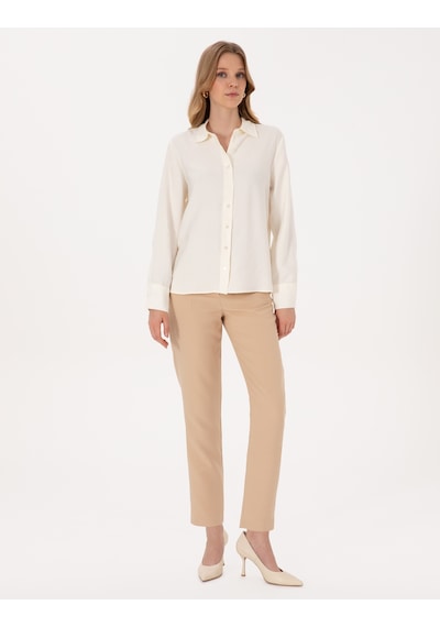 Pierre Cardin Kadın Beyaz Gömlek Desenli 50318219-vr259 Beyaz