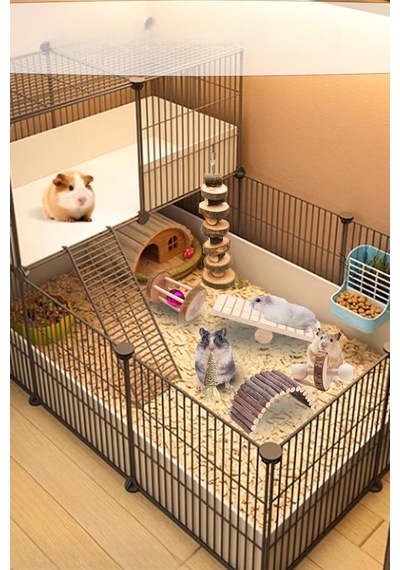 Doğal Ahşap Kemirgen Seti 6 Parça - Hamster, Gine Pig, Tavşan, Çinçilla İçin Kafes Aksesuarları