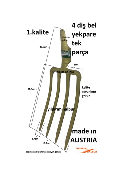 Bel Dar Tip Çapa Austrıa Belleme Yekpare Kaynaksız Bel Küreği Bah