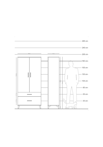 Hyperion Dolap 5 Raflı Tek Çekmeceli 2 Kapaklı 88x44x195 Çam-çam Atlas Çam