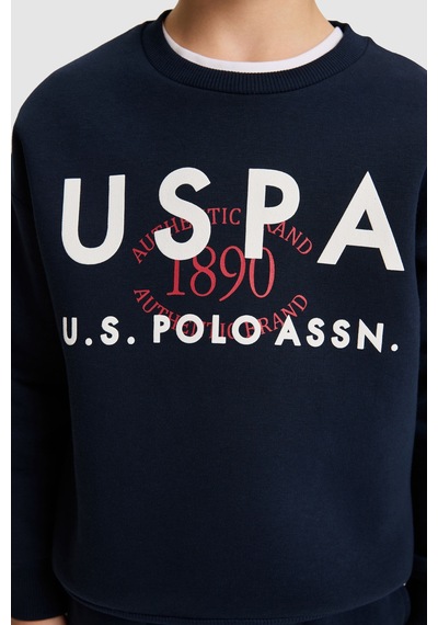 U.S. Polo Assn. Erkek Çocuk Lacivert Bisiklet Yaka Kollu Şerit Detaylı Paçası Lastikli Eşofman Takımı 50334604-vr033