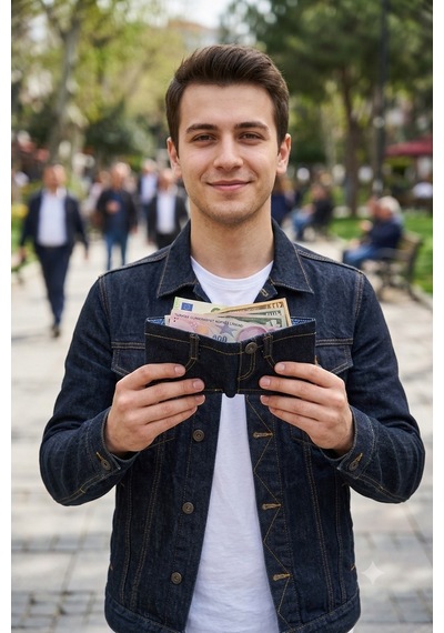 Just In Case Just Mini Denim Şort Cüzdan Gerçek Denim Kumaştan El Yapımı Tasarım Cüzdan 6 Kartlık Ve Nakit Bölmeli Unisex Mini Cüzdan İndigo