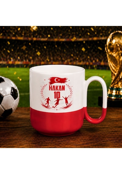 Bk Gift Kişiye Özel Türkiye Taraftar Temalı 2026 Dünya Kupası Tasarımlı Kırmızı Joyful Kupa Bardak -6, Tek Yürek Milli Takım Ruhu Beyaz