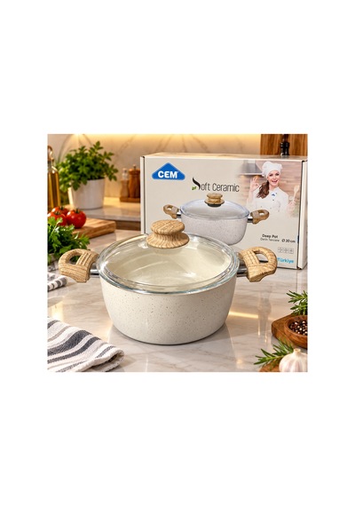 Seramik 20 Cm Derin Tencere Krem - 935949928 Krem