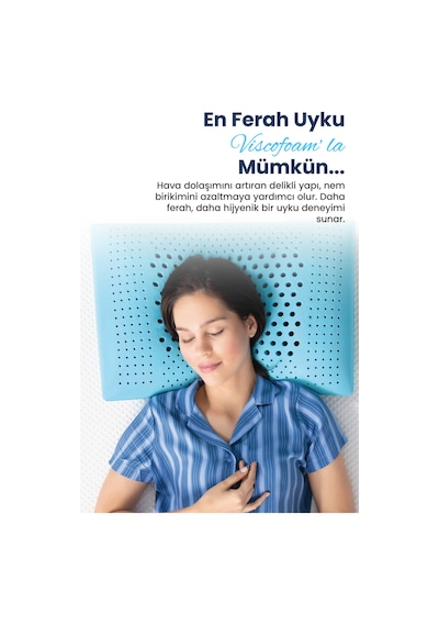 Viscofoam Aroma Terapi Hava Kanallı Ortopedik Yastık Visco Yastık Okyanus Esintisi 60x40x16cm