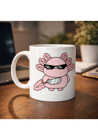 Cool Axolotl Tasarımlı Porselen Kupa Model 83 Eğlenceli, Sevimli Ve Enerji Dolu Kahve Kupası Çok Renkli