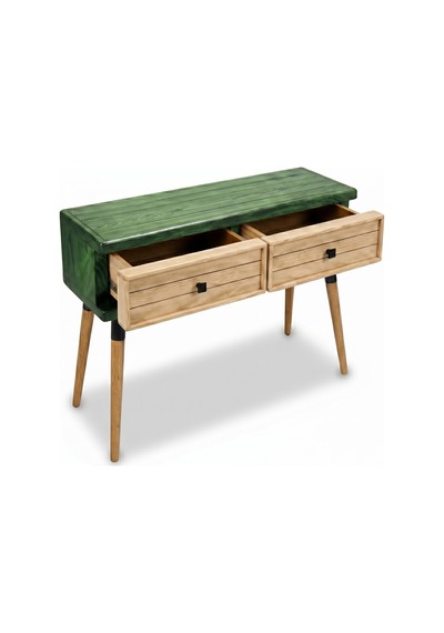 Mobenta Stria Entry: Modern Masif Dresuar 2 Çekmeceli Antre Konsolu - 120x31 Ye-bz Yeşil-krem