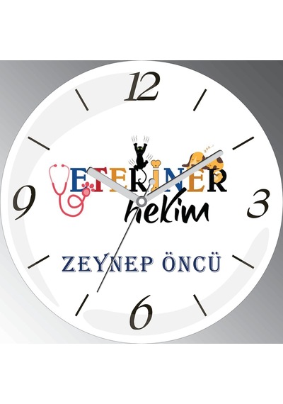 Kişiye Özel Veteriner Hekim Cam Sessiz Duvar Saati Çok Renkli