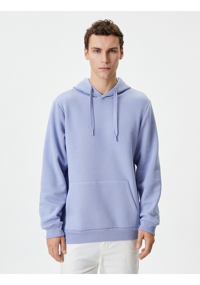 Koton Kapşonlu Sweatshirt Kanguru Cep Detaylı Uzun Kollu Lila 4wam70239mk Lila
