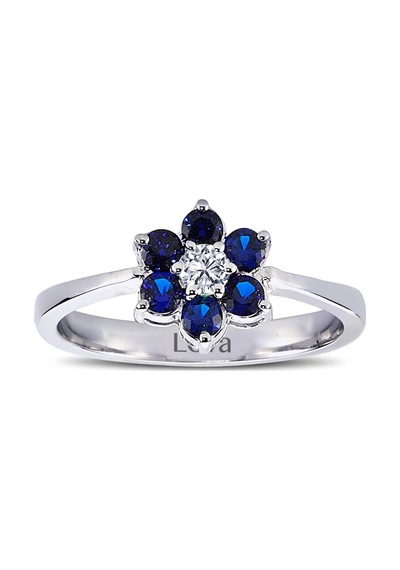Lova Pırlantalı Safir Papatya Yüzük - 1020247