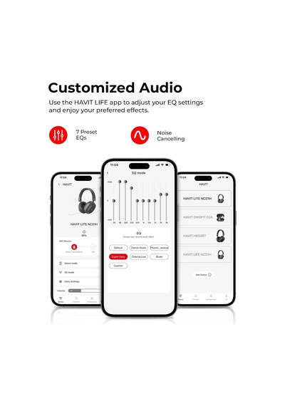 H668bt Anc Bluetooth Kulaküstü Kulaklık - 80 Saat, Anc, Çift Cihaz Desteği, Hi-res Audio Bej