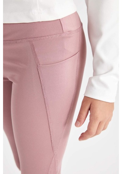 Defacto Kız Çocuk Basic Düz Standart Boy Cepli Tayt C9638A824AUPN429 Pembe