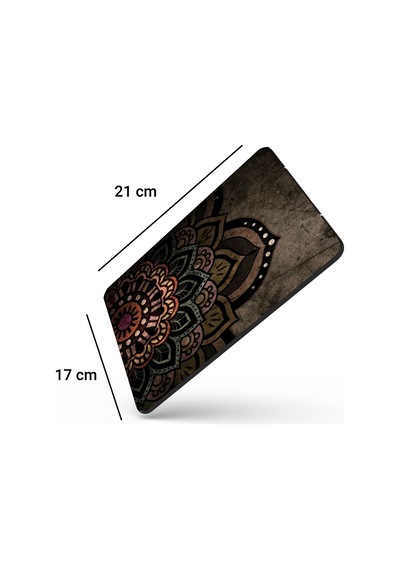 Sonictouch Mandala Desenli Kahverengi Çiçekli Kaydırmaz Gaming Oyuncu Dikişsiz Mouse Pad/ped 17x21cm