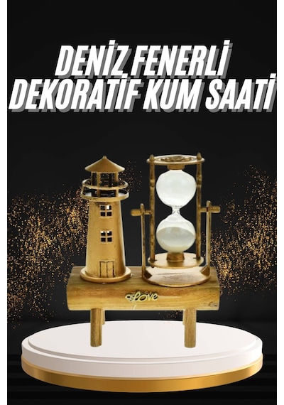 Hediyelik Eşya Retro Deniz Fenerli Kum Saati Ahşap Görünümlü Drnds - 60 Dekoratif Eşya