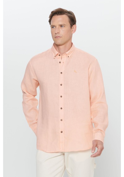 AC&Co / Altınyıldız Classics Erkek Turuncu Comfort Fit Rahat Kesim %100 Keten Düğmeli Yaka Gömlek Turuncu AC&Co / Altınyıldız Classics Erkek Turuncu Comfort Fit Rahat Kesim %100 Keten Düğmeli Yaka Gömlek Turuncu