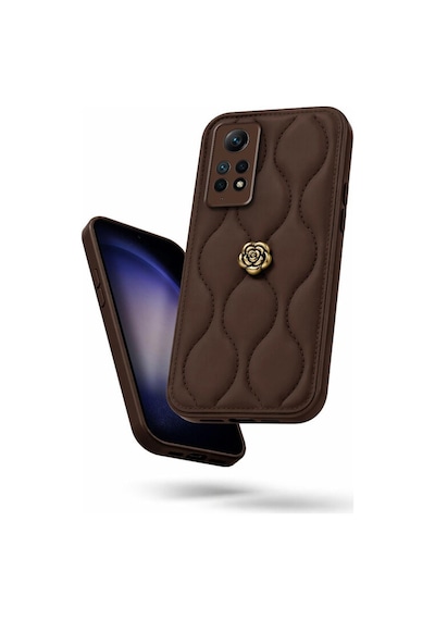 Xiaomi Redmi Note 12 Pro  Kılıf Zebana Camellia Deri Kılıf Kahverengi