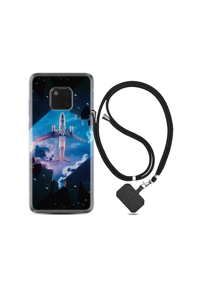 Huawei Mate 20 Pro Kılıf Boyun Askılı Plane Sky 1623
